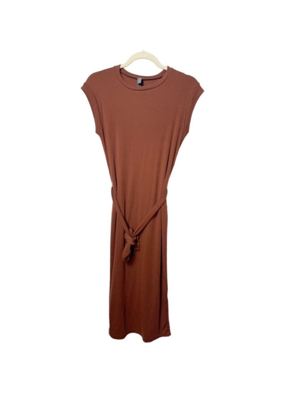 Alya Rust Tie-Front Cap-Sleeve Midi Dress
